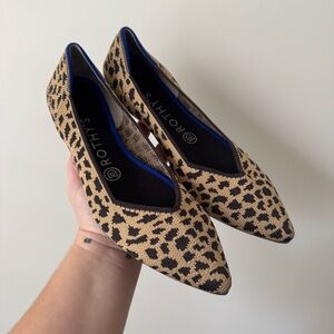 Rothy’s The Point Leopard Cheetah Print Flats Beige Black Women’s Size 8
